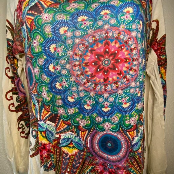 Desigual Women's multicolor Long Sleeve Shirt Blouse Size Medium - Picture 2 of 6